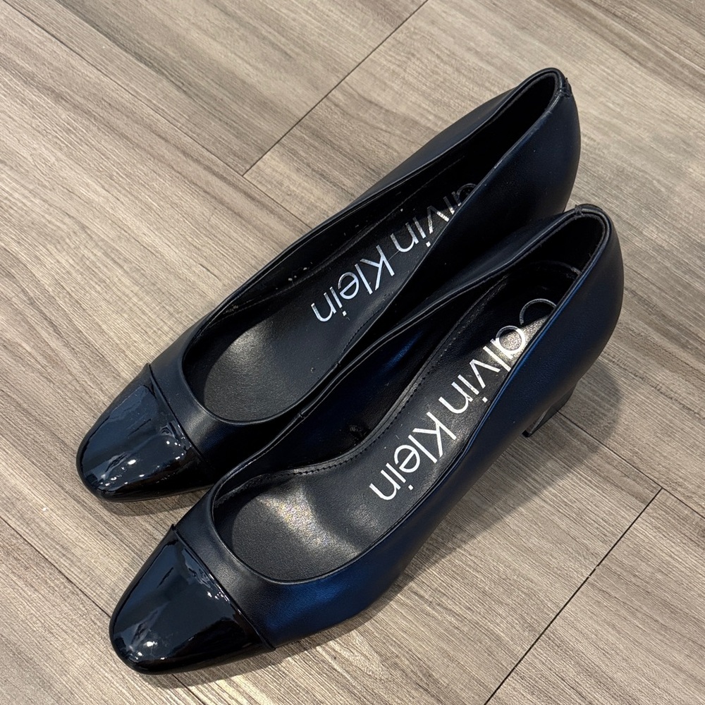 Calvin Klein Black Patent Toe Heels